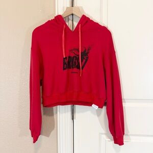Brognano Hoodie Crop Women’s XS Red Fleece Lined Oversized Luxury Streetwear